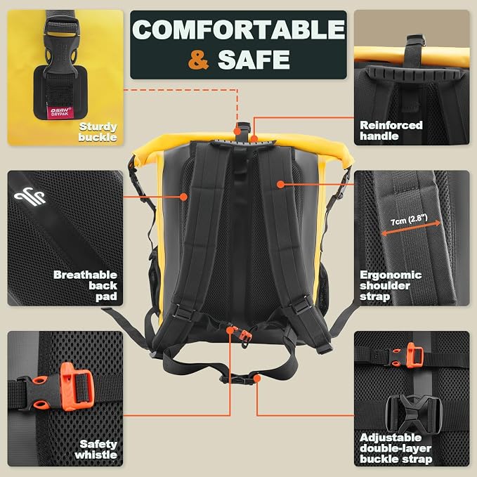 OSAH DRYPAK Waterproof Backpack Dry Bag 25L/35L/55L/85L – Heavy Duty Roll-Top