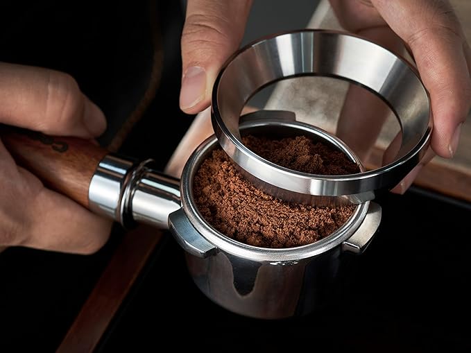 54mm Espresso Dosing Funnel and Puck Screen Set,Stainless Steel Coffee Dosing Ring Compatible with Breville 54mm Portafilter.Reusable 1.7mm Thickness Espresso Puck Screen(Stainless Steel)