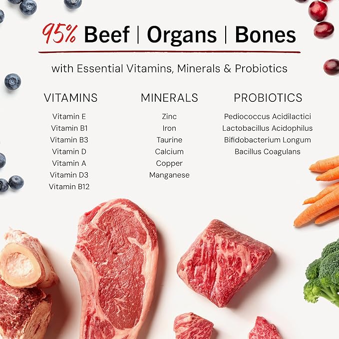 Stella & Chewy's Freeze-Dried Raw Beef Meal Mixers- Dog Food Topper and Mixer - Made with 95% Grass-Fed Beef, Organs & Bone - Perfect for Picky Eaters - Grain-Free - 18 oz
