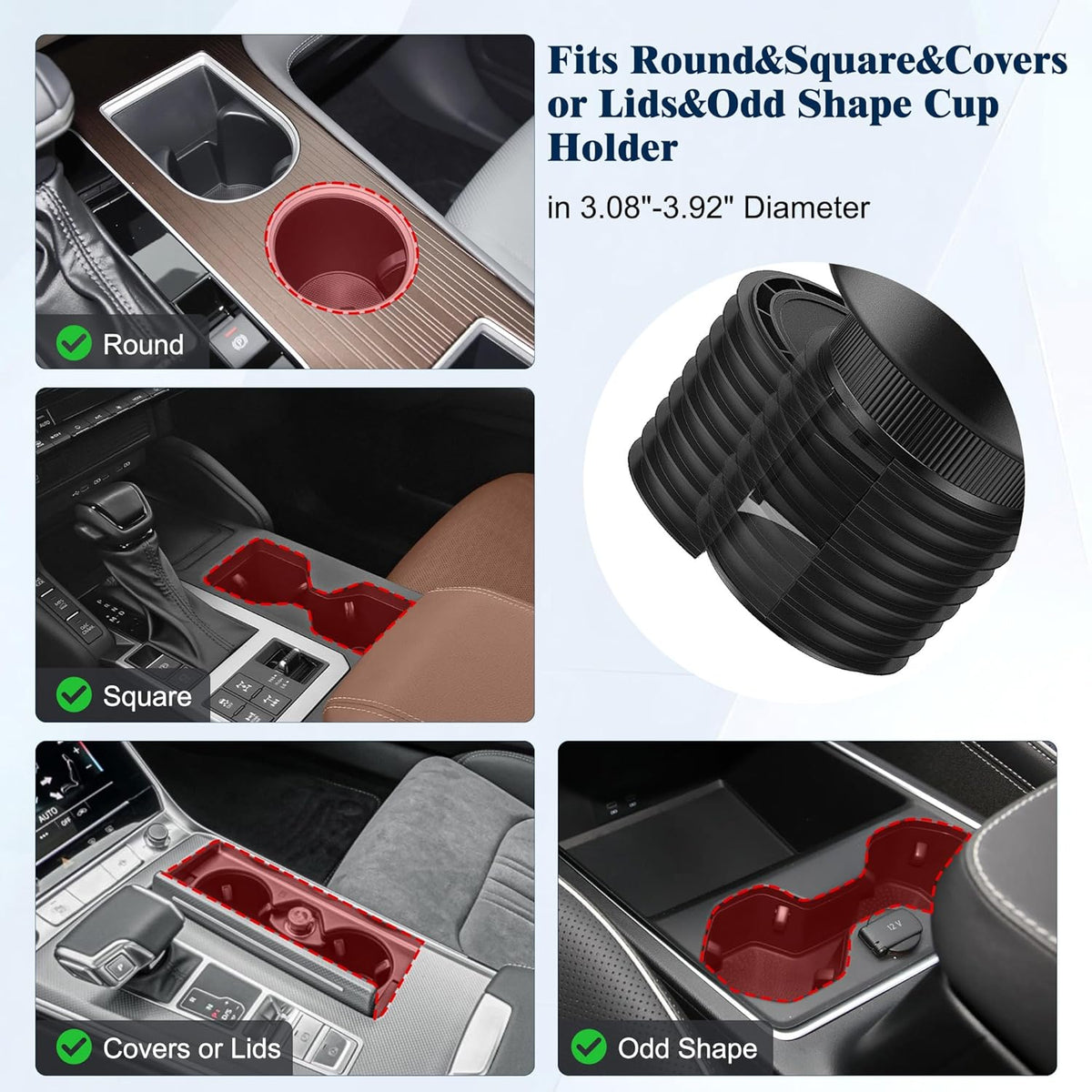 Sagruila Car Cup Holder Expander for Large Bottles, Big Cup Holder for Car