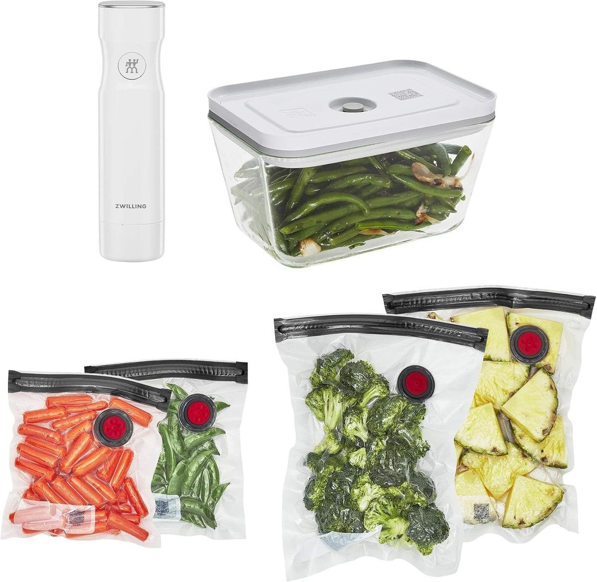 ZWILLING Fresh & Save Vacuum Sealer Machine - Airtight Glass Food Storage Containers & Sous Vide Bags