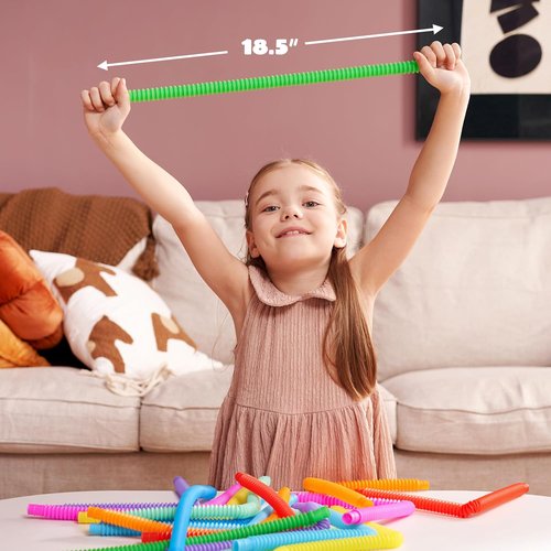 JOYIN 18 Pack Pop Tubes | Sensory Fidget Toys for Kids - 9 Vibrant Colors for Creative Learning & Fun