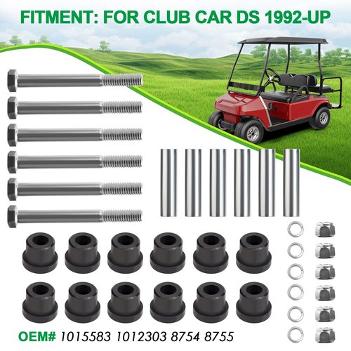 10L0L Golf Cart Front and Rear Leaf Spring Bushing and Sleeve & Screw Kit for Club Car DS 1992-up Golf Cart, OEM 1015583, 1012303, 8754, 8755