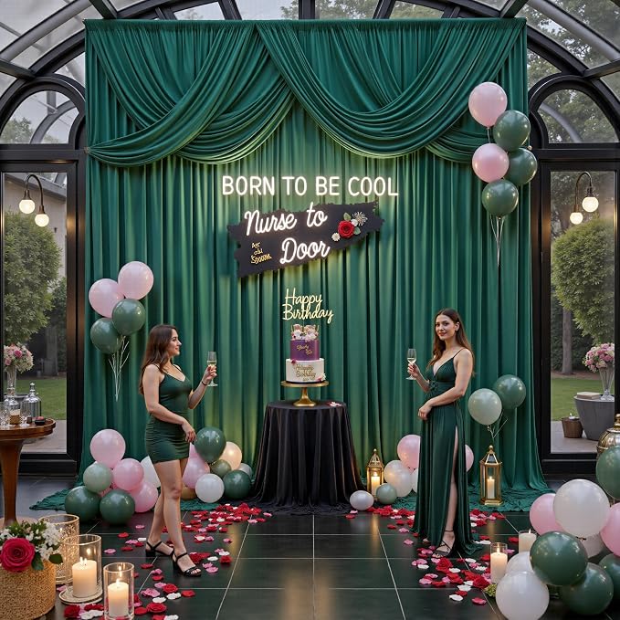 20ft x 15ft Hunter Green Backdrop Curtains