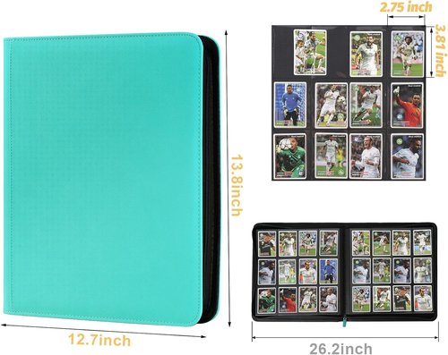 GERMUN Trading Card Binder - 12 Pocket Premium Card Holder for 720 Cards | Double-Sided Album in Lake Blue
