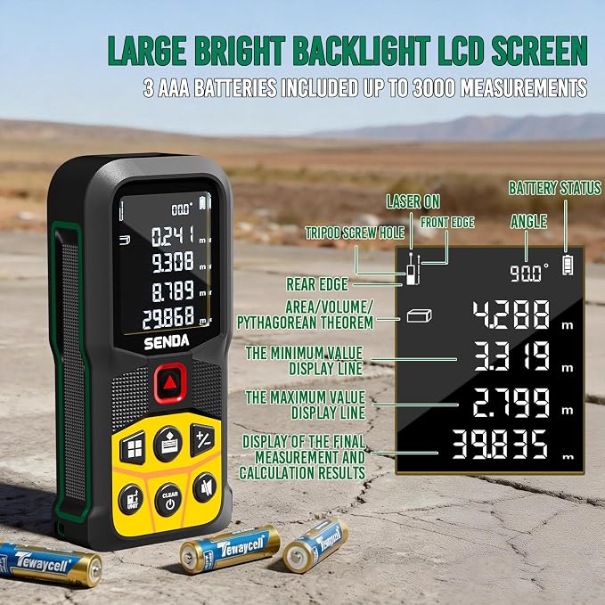 SENDA Laser Measure, 197Ft Digital Laser Measurement Tool