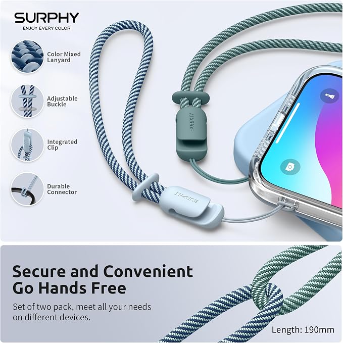 SURPHY 2 Pack Phone Lanyard for Cellphone Case, Phone Wrist Strap for Case