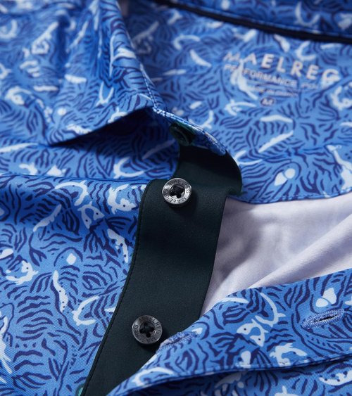 M MAELREG Golf Shirts for Men - Moisture-Wicking Performance Polo | Casual Print Long Sleeve