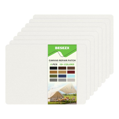 Besezx Canvas Repair Patch - Waterproof Self-Adhesive Fabric Tape | 7.87x5.9 Inches, 8PCS for Outdoor Gear