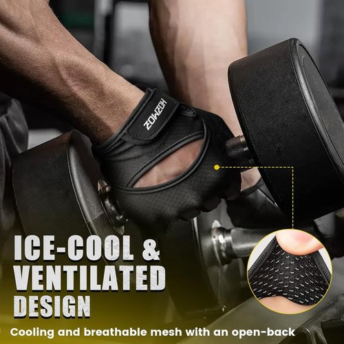 HOZMOZ Weight Lifting Gloves - Ventilated, Thick Padded Design for Full Palm Protection | Unisex Fitness Training