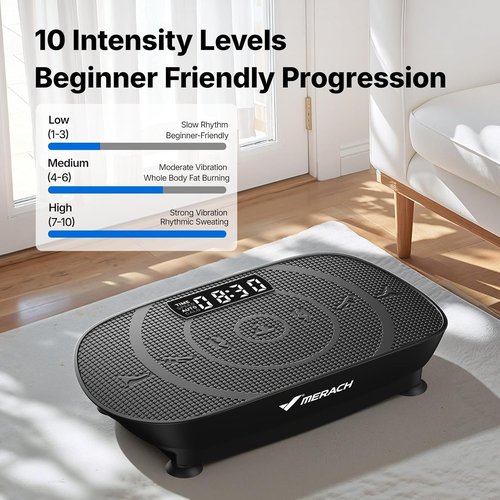 MERACH Vibration Plate - Curved Exercise Machine for Lymphatic Drainage & Weight Loss | LED Calorie Tracker