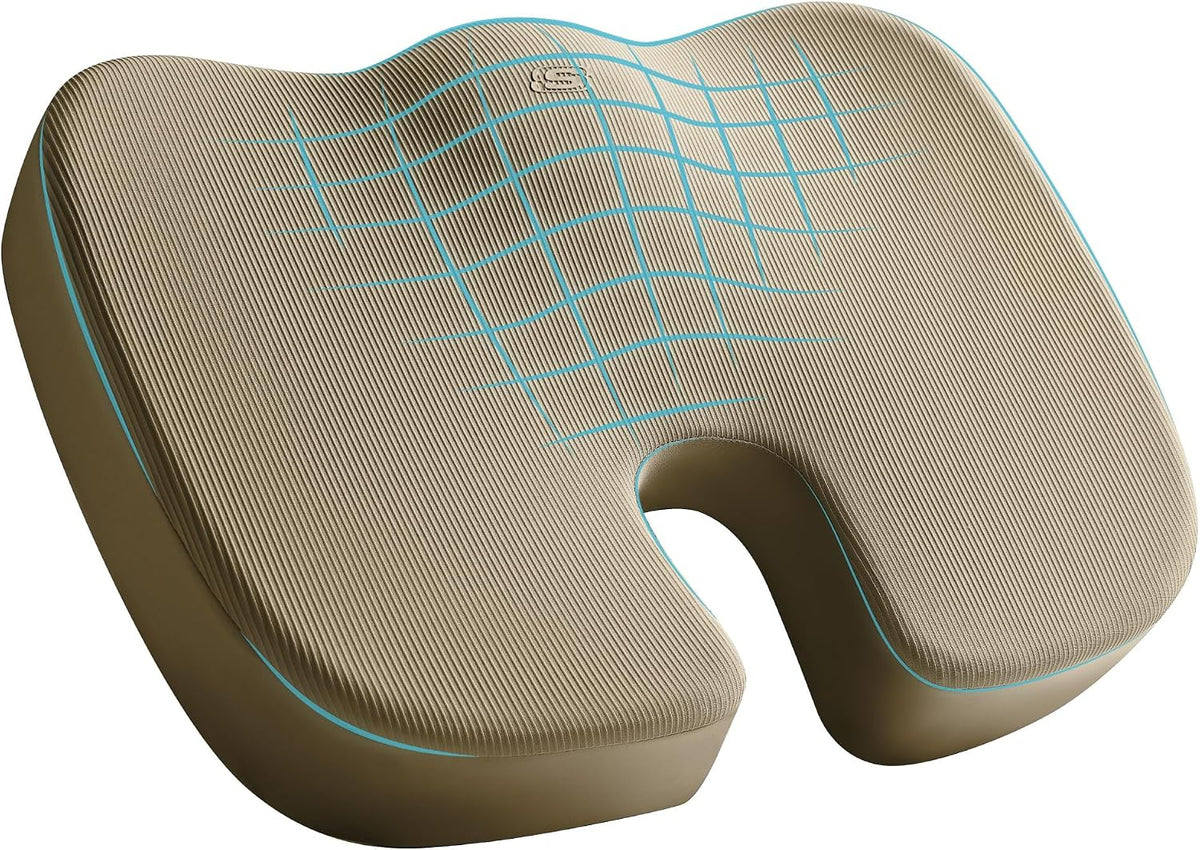 Skechers Memory Foam Seat Cushion,Office Chair Cushion for Tailbone Pain Relief,Butt Pillow for Office Chair,Car seat Cushion,Computer Desk,Long Sitting Office Workers,and Car Drivers,Blue