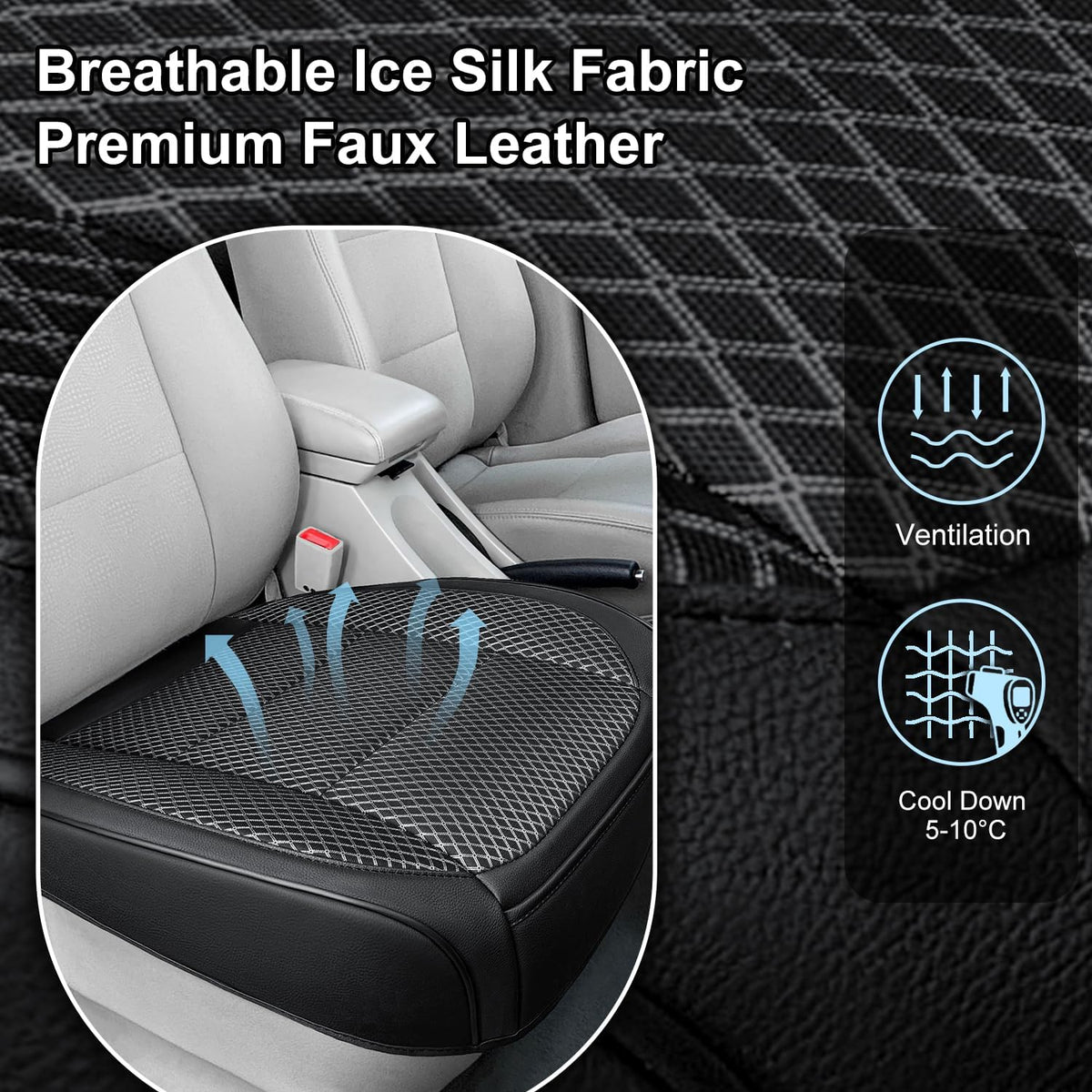 1 Pack Black Ventilated Bottom Car Seat Cover