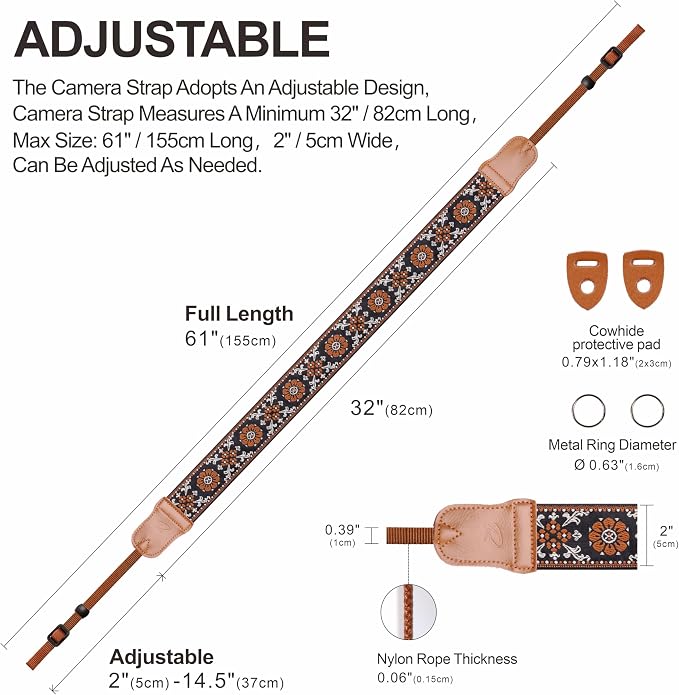 Padwa Lifestyle Brown Flower Camera Strap