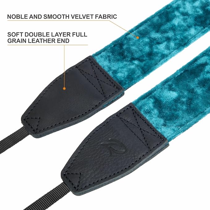 Padwa Lifestyle Peacock Blue Velvet Camera Strap