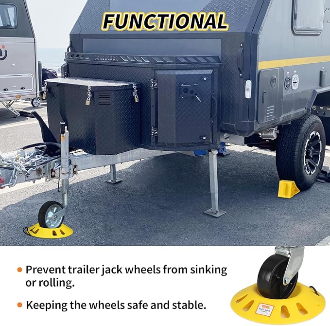OULEME Trailer Jack Chocks and Wheel Dock for Boat Travel Trailer Camper and RVs, Caster Stopper for Single 6'' 8'' and Dual 6'', with Rope Handle