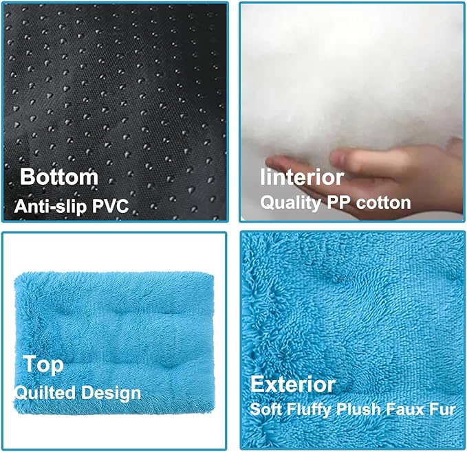 Dog Crate Mat, Dog Bed for Large Dogs, Comfy Fluffy Kennel Pad Anti-Slip for Dog beds & Furniture, Quilted Dog Bed for Pets for Medium/Small Dogs Cats (Color : Blue, Size : 48x33)