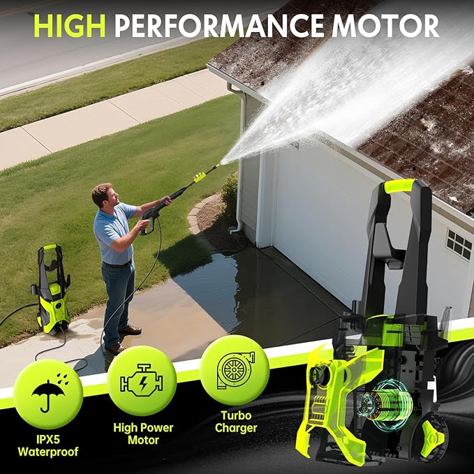 Pressure Washer, Portable Power Washer, 2026 Upgraded 4 Quick Connect Nozzles – High Pressure Cleaning Machine for Car, Driveway, Patio, Fence & Home Cleaning and More