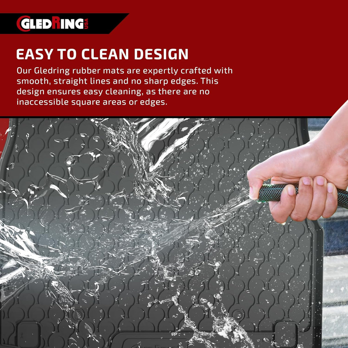 Gledring USA Custom Fit All-Weather Rubber Floor Mats Intended for Smart Fortwo 2008-2015 (451), No Trimming Required, Tailored Custom Fit, Protects from Rain, Mud and Snow.