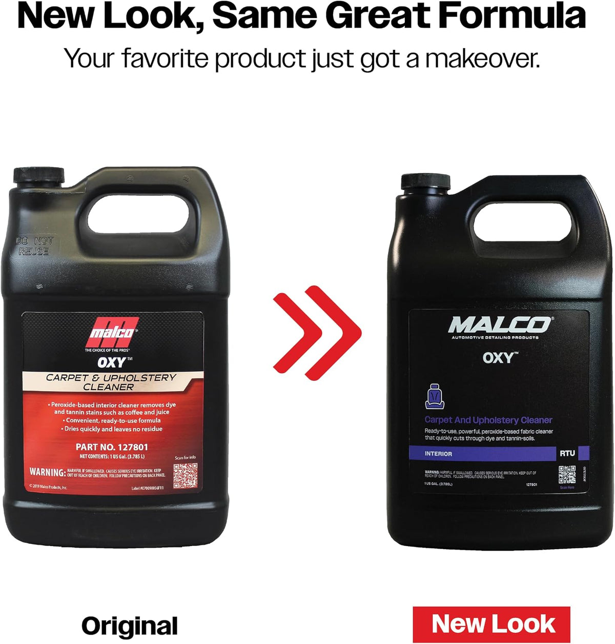 Malco OXY Carpet & Upholstery Cleaner - Stain Remover Spray for Car Interior Fabric/Cleans the Toughest Vehicle Stains/Deep Cleaning Liquid Formula / 1 Gallon (127801)