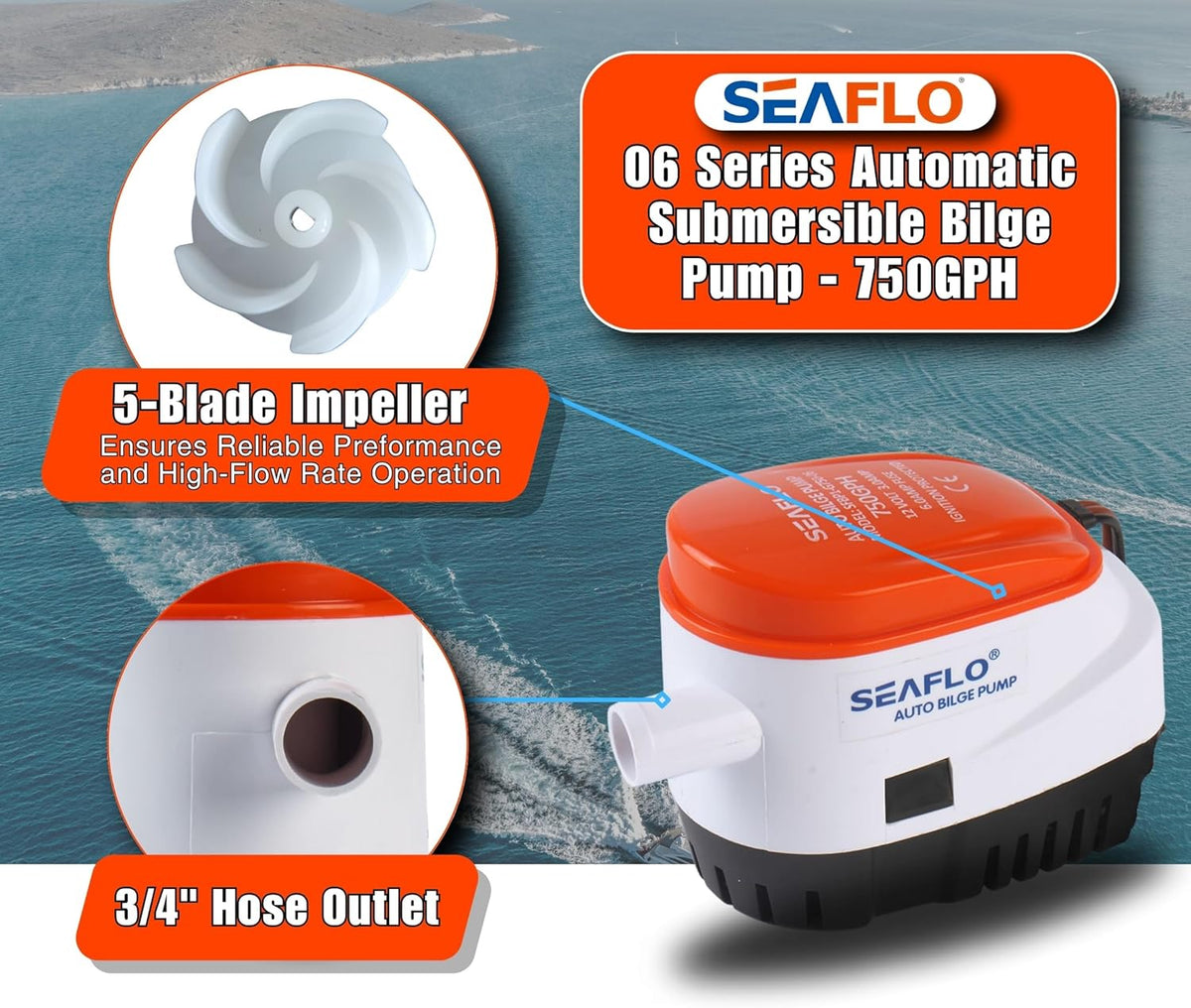 Seaflo 12V 750GPH Automatic Electric Bilge Pump - Efficient Water Removal Solution