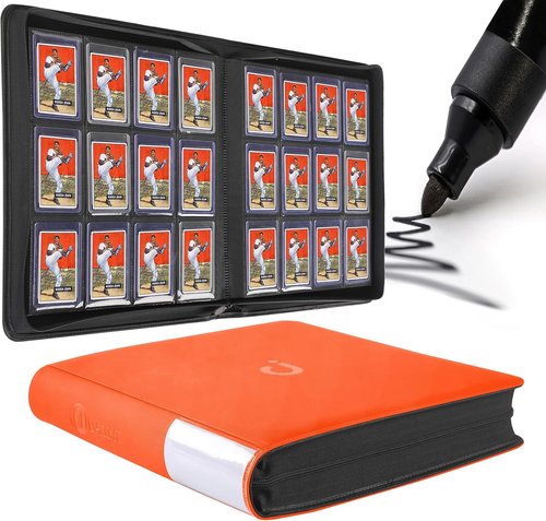 D DACCKIT Top Loader Binder - 12 Pocket Design for 480 Cards | Bright Orange, Compatible with 3" x 4" Rigid Holders