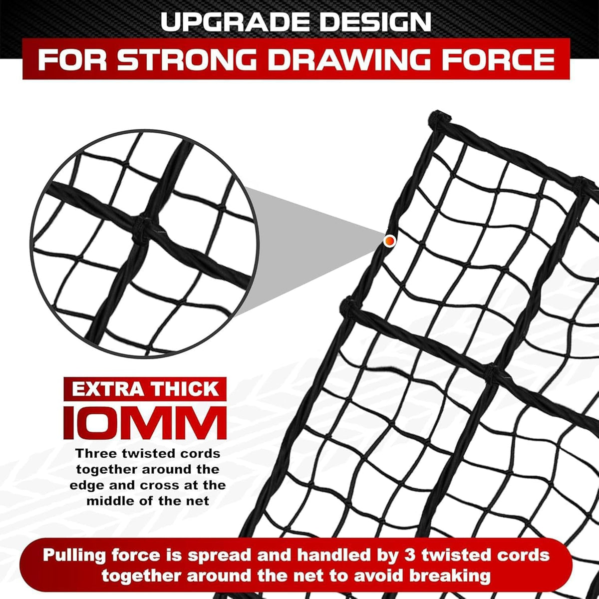 4'x6' Cargo Net for Pickup Truck Bed Stretch to 8'x12' Heavy-Duty 10mm Bed Net