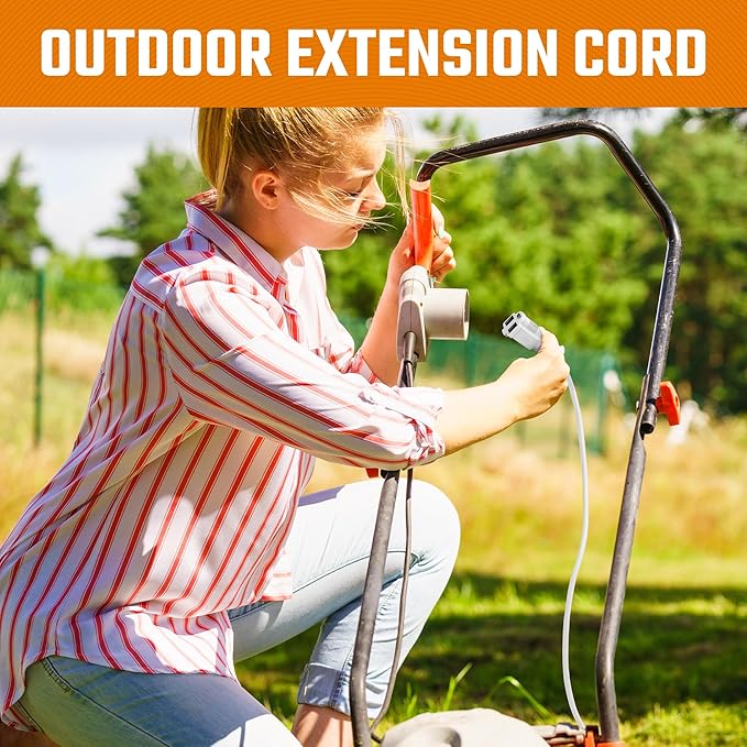 Heavy Duty Extension Cord/Wire Power Cable, Indoor/Outdoor, 16/3, Single Outlet, 25 Feet, UL Listed, White