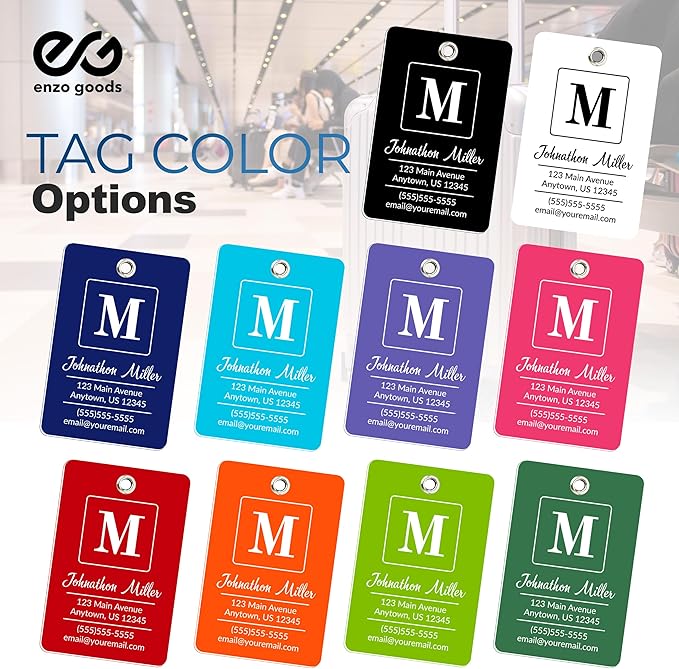 Personalized Luggage Tag | Custom Luggage Tags for Suitcases | Kids Backpack Tag | 10 Color Options & Choose Font, Font Color