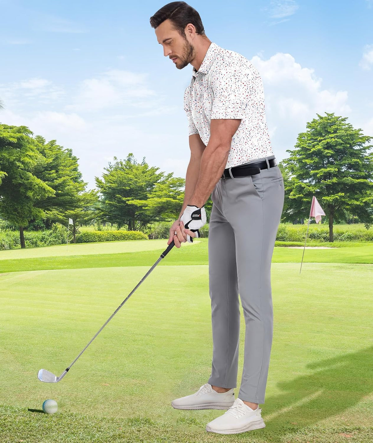 ZITY Men's Golf Polo Shirt - Short Sleeve Moisture-Wicking Performance | Casual Print Patterns