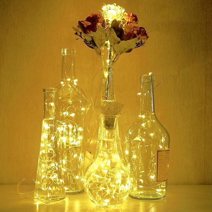 15 Pack 30 LED Micro Starry String Lights Battery Operated(Included),Fairy Waterproof Silver Wire Lights,for DIY Party Garden Wedding Table Indoor&Outdoor Decorations
