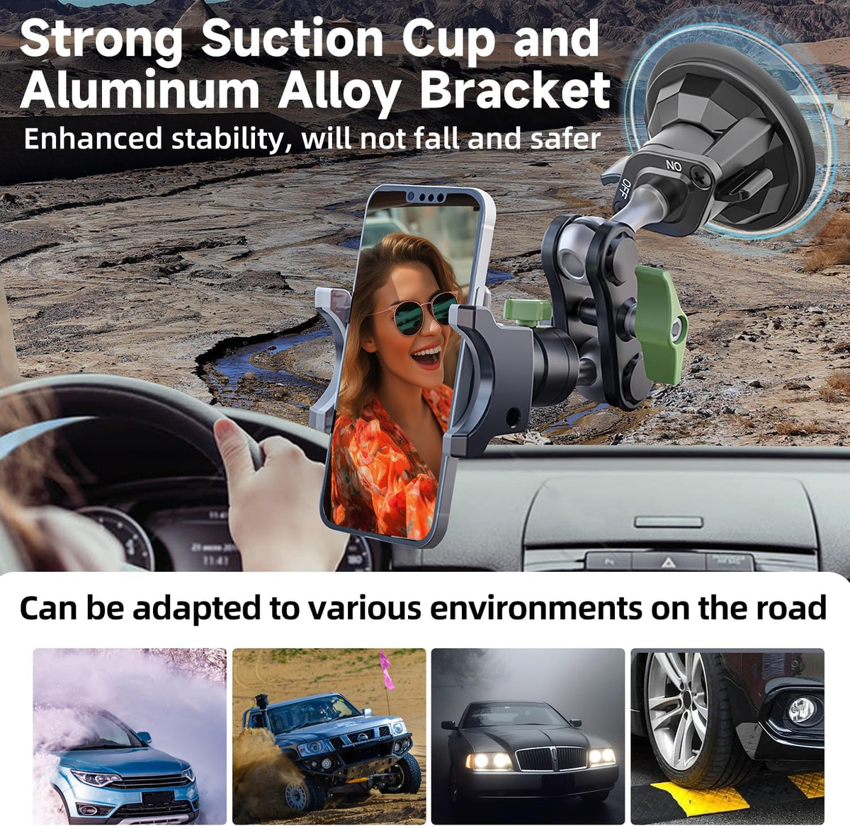 HEMMOTOP Car Phone Holder, Strong Windshield Suction Cup Mount, 12in