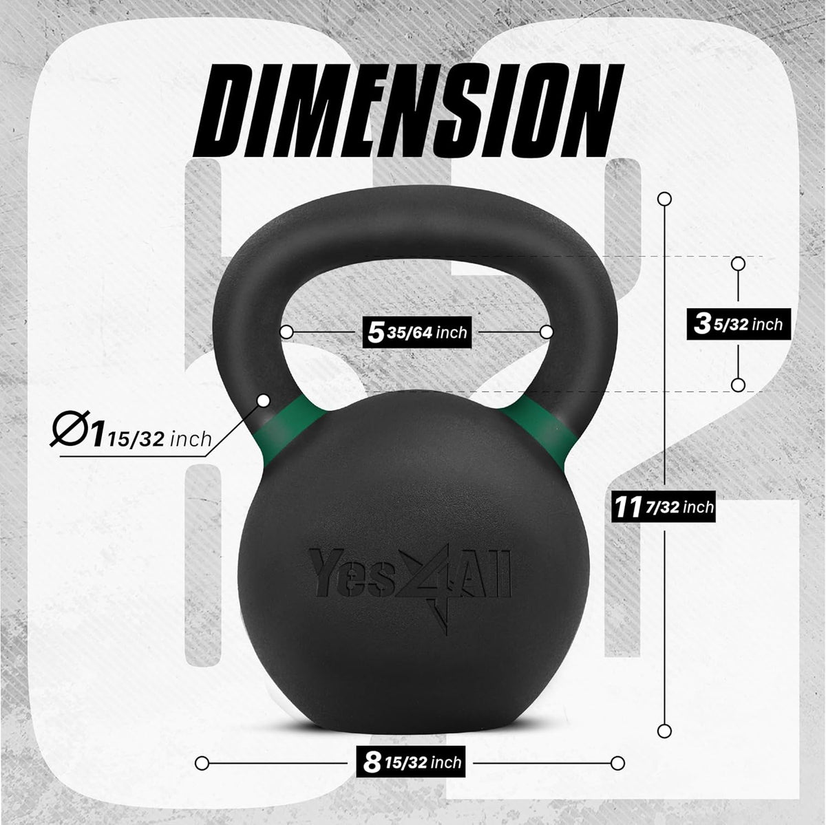 Yes4All Powder Coated Cast Iron Kettlebell Set - Strength Training Weights for Full Body Workout | Home Gym Essentials