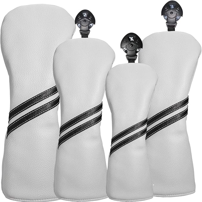 Golf Club Head Covers - 4pcs or 1pc Golf Accessories Club Covers Set for Woods and Driver Fairway Hybrids with Interchangeable Tags