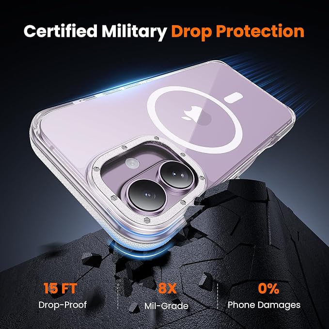 toushion 3 in 1 for iPhone 17 Case Clear Bumper, Fits MagSafe, Shockproof Guard