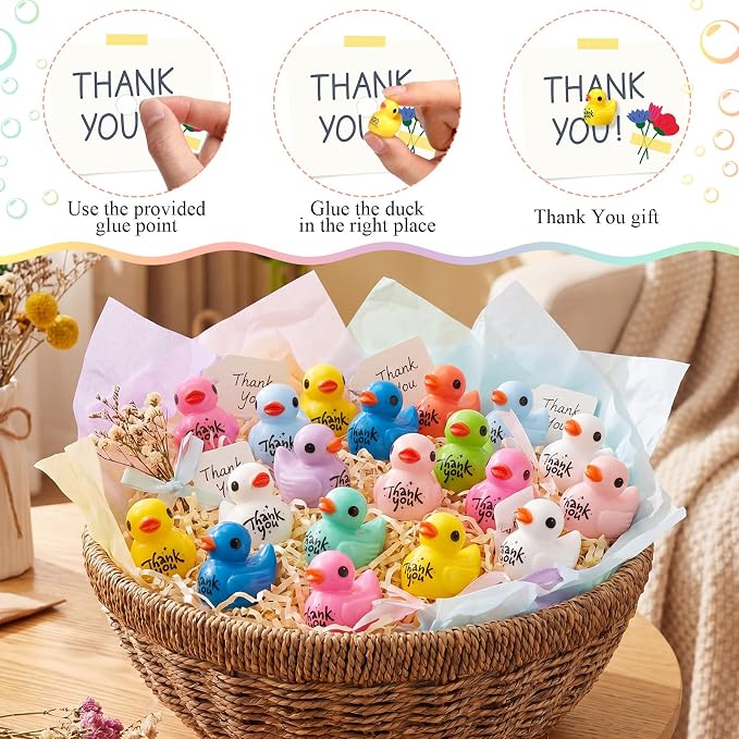Skylety 50 Pcs Thank You Gifts Mini Resin Ducks Appreciation Gifts