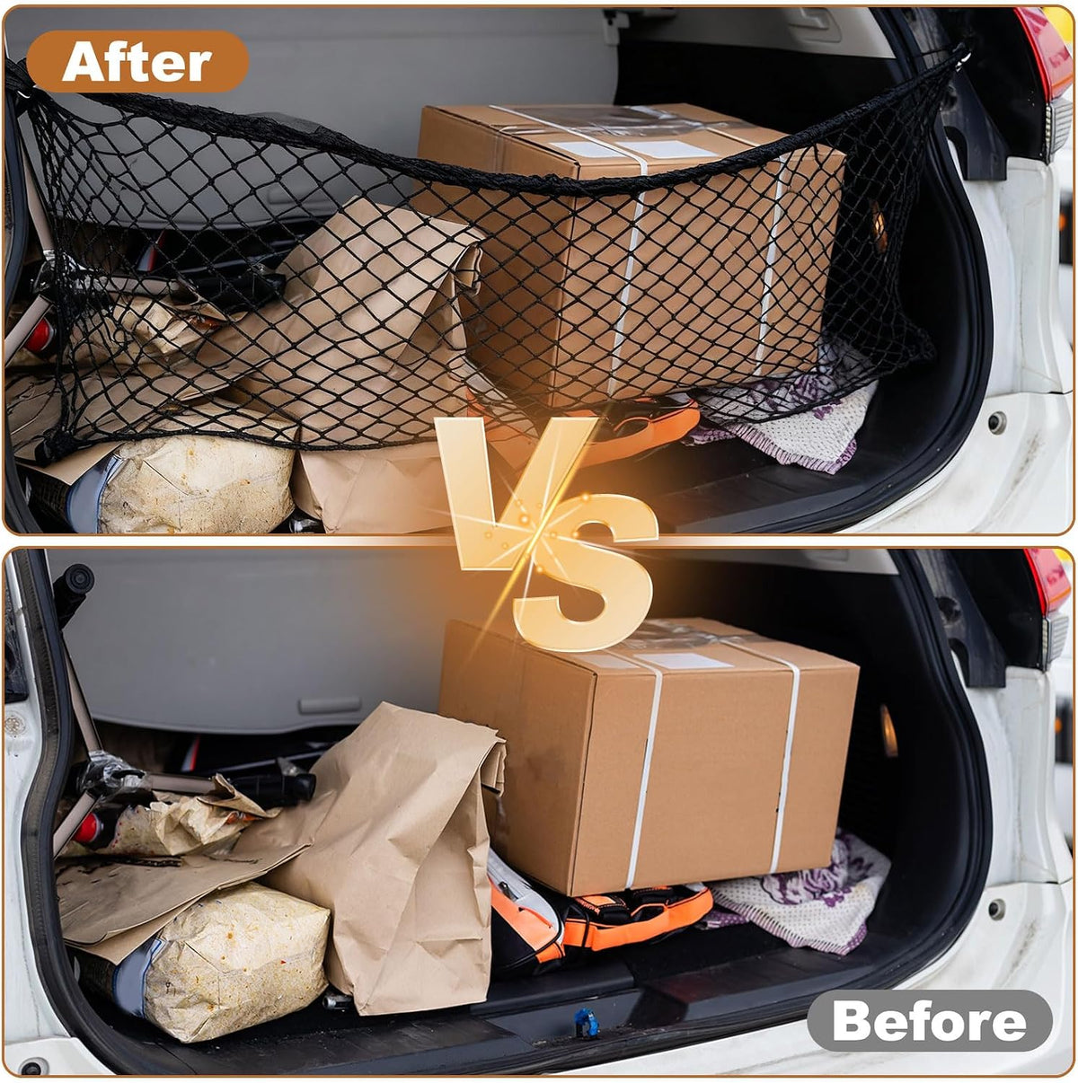 PATIKIL Truck Cargo Net, 28 x 20 Inch Polyester Adjustable Trunk Bed Net Stretchable Mesh Storage Organizer with 8 Hooks Universal for Pickup Trucks SUV Cars, Black