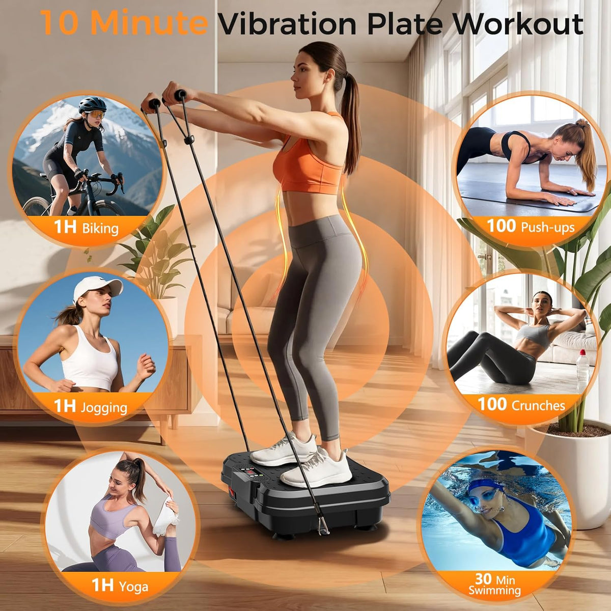 Skiennix Vibration Plate Exercise Machine - Full Body Workout & Lymphatic Drainage | 400 Lbs Capacity