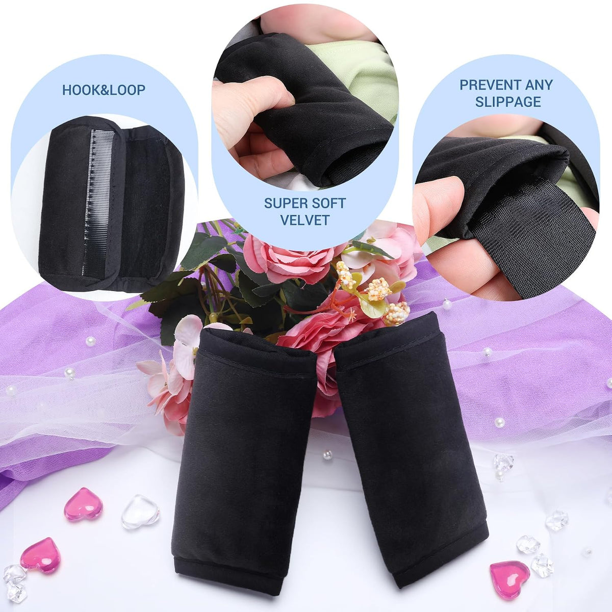 COOLBEBE New Babybody Support & Strap Covers Set for Newborn Infant Toddler- Extra Soft Stroller Cushion Pads Car Seat Insert, Perfect for Carseats, Strollers, Swings, Black
