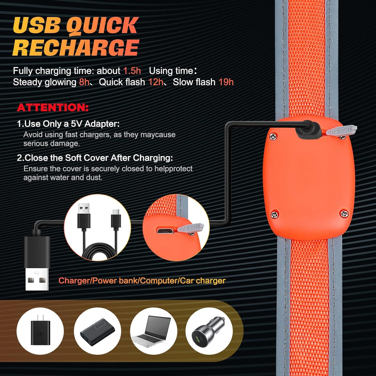 Skiennix Reflective Walking Gear - USB Rechargeable LED Sash for High Visibility Night Safety | Ideal for Jogging & Biking