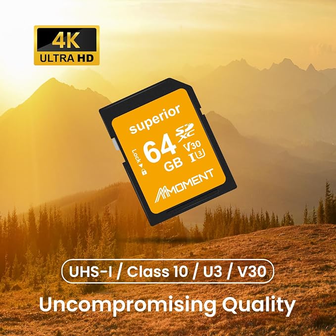 MMOMENT 64GB Full-Size SD Card UHS-I U3 V30 Class 10 High Speed SDXC – Up to