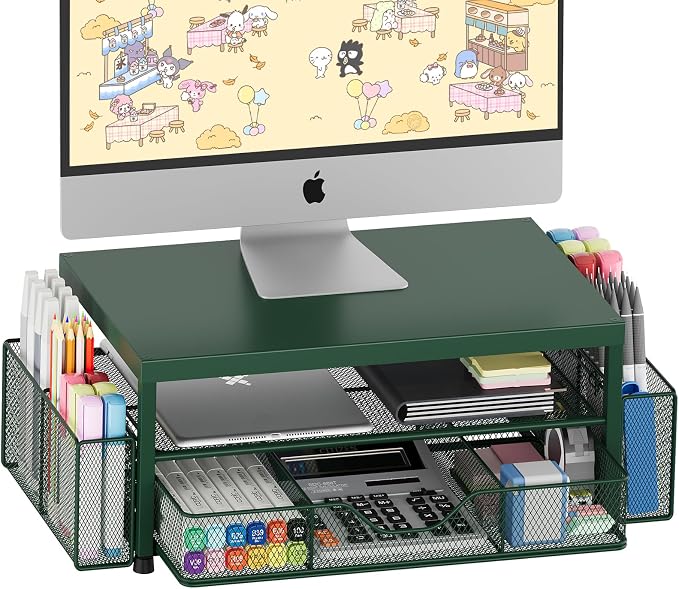 OPNICE Desk Organizers and Accessories, 2-Tier Computer Monitor Stand Riser