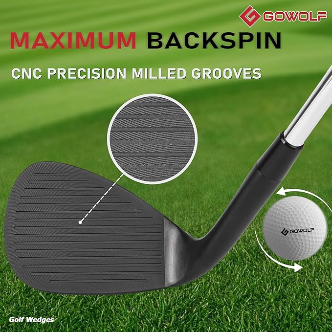 Gowolf Forged Golf Wedges 50/52/54/56/58/60/69 Degree Single or Sets for Men, Right Hand Premium Full Face Gap Wedge Sand Wedge Lob Wedge Golf Club, Great Golf Gifts - CNC Milled Face for More Spin