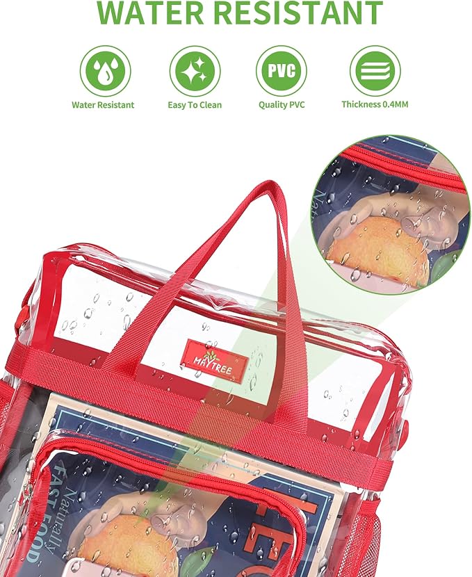 MAY TREE Clear Bag for Stadium Events 12×6×12 Clear Tote Lunch Bag