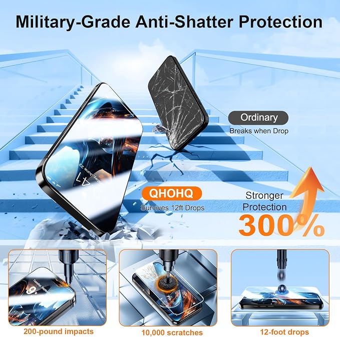 QHOHQ 3 Pack Screen Protector for iPhone 17 + 1 Set Camera Lens Protector