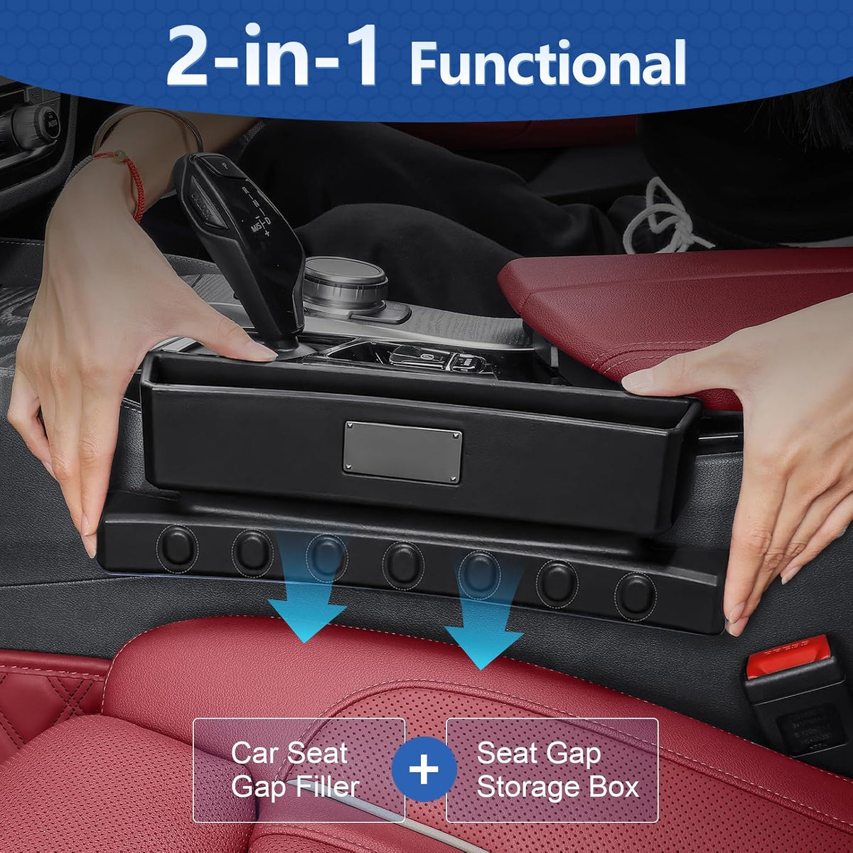Car Seat Gap Filler Organizer，Premium PU Seat Gap Filler Organizer with Storage，Car Gap Seat Filler Fit for Car SUV Truck Between Seat and Console