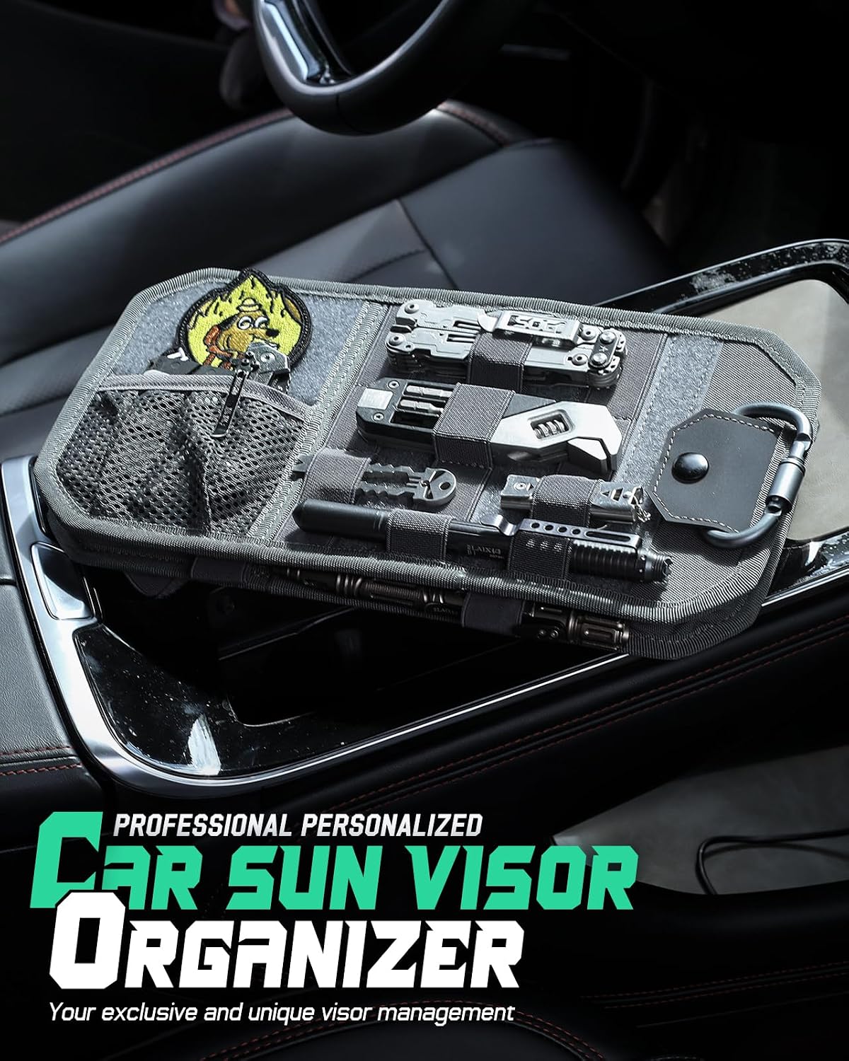 LIVANS Tactical Car Sun Visor Organizer, Fit Cars Trucks SUV Jeeps Patrols