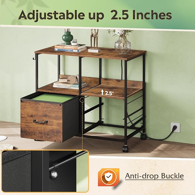 DEVAISE 3 Drawer Mobile File Cabinet, Rolling Printer Stand