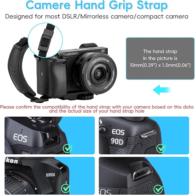 JJC Camera Hand Grip Strap for Canon EOS R8 R10 R7 R5 C R6 Mark III II V R RP