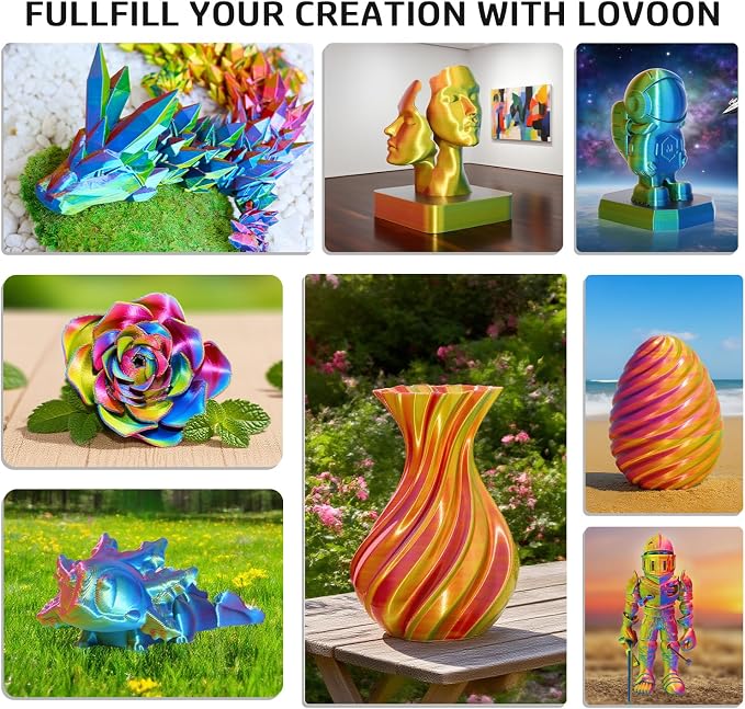 LOVOON 3D Tri-Colors PLA Printer Filament 1.75mm, Silk PLA Red Yellow Blue